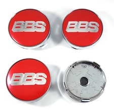 Borchie coprimozzo BBS rossi grafica cromo da 60 mm