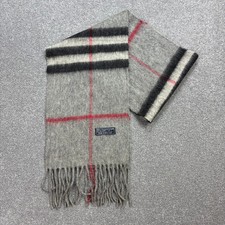 Sciarpa Burberry London 52x8 pollici grigia Nova Check 100% lana di agnello made in England
