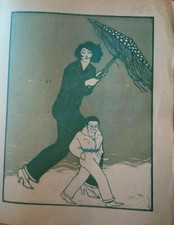 FRANCESCO NONNI IL NANO E LA DIVETTE XILOGRAFIA ORIGINALE FORLì MAENZA 1924 COLO