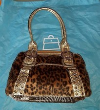 BORSA BORSETTA  LEOPARDATO E ORO.  PELLICCIOTTO ECOLOGICO KATHY VAN ZEELAND