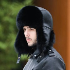 Cappello da uomo in vera pelliccia di volpe russo Ushanka cosacco cacciatore cappello vera pelle berretto da sci