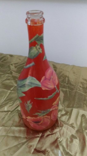 Bottiglia papaveri decorata