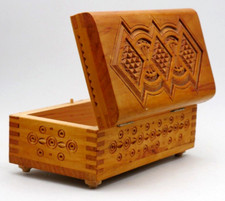 ♥ Cofanetto Portagioie design legno Scatola Vintage Mid Century Wood Etnic India