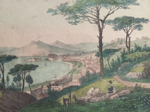 Antica stampa napoli veduta - antica,