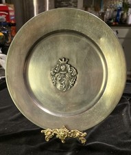 Piatto stemma vintage in peltro decorazione parete Made in Italy 10"