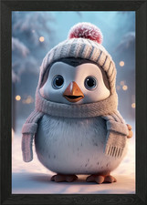 pinguino in inverno con