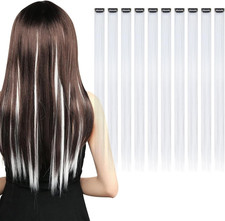 10 Pcs Extension a Clip,Con Colpi Di Sole Capelli Lisci Naturali Sintetiche Colo