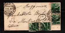 Bustina 1948 con Democratica + insolito annullo MACCHIA DI GIARRE Storia Postale