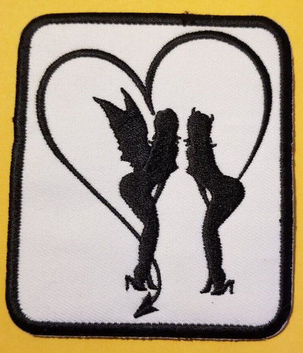 Angelo diavolo con cuore toppa - cuore,