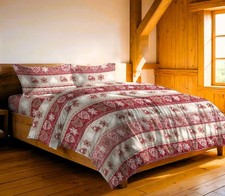 Parure Copripiumino Sacco Federe Flanella Montagna Stelvio Cuori Shabby 100%Coto