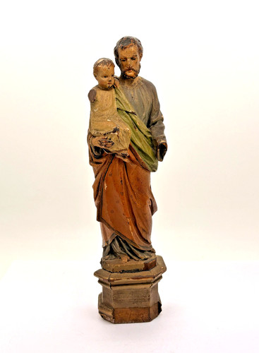 Antica statua legno san - antica,