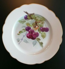 Piatto stile liberty KPM Berlino inglese liscio con frutta dipinto morbido 1900 circa (n.1)