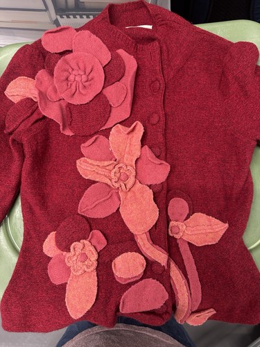 Cardigan rosso floreale - , in