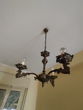 Lampadario vintage in ottone a