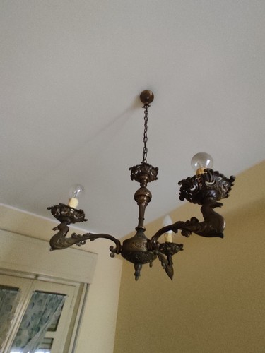 Lampadario vintage ottone - lampadario,