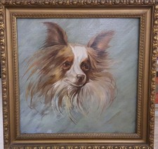 Dipinto Olio Su Cartoncino Raffigurante Cane , Dipinto Cane