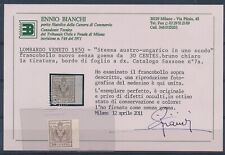 1850 LOMBARDO VENETO 30 C BRUNO CHIARO CON BORDO A DX SENZA G CERTIFICATO F/3819