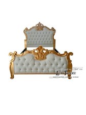 Letto piazza e mezza Barocco ecopelle o vellutino legno oro o argento qualsiasi 