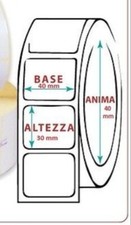 10 Rotoli di etichette carta termica adesiva 40x30x1000 etichette foro 40