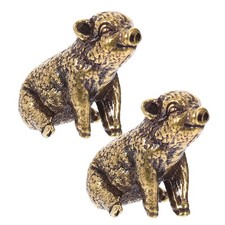  Statuetta di maiale in rame da 2 pezzi - Sculture di maiale in stile cinese