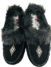 NUOVO Manitobah Tipi mocassino nero scamosciato Mukluk Street pantofole taglia 8 donna