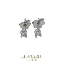 Orecchini punto luce oro bianco 18kt e  zirconi