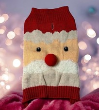 NUOVO Maglione Natalizio Cane Taglia Small Babbo Natale Rosso Vacanze Pet Cucciolo Regalo Accogliente