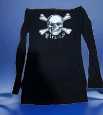 Mini Abito Tshirt Donna Corto Scollato Maglia TgS Rock Skull Punk Aderente Sexi