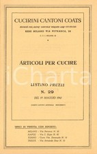 1947 MILANO SocietÃ  CUCIRINI CANTONI COATS Articoli per cucire *Listino prezz