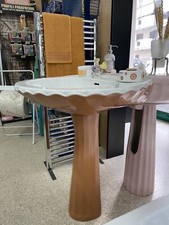 Lavabo bagno vintage a conchiglia originale anni '70 colore OCRA BIANCO