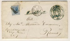 C6610-Lazio, Montelibretti, Collettoria corsivo verde su lettera per Roma, 1872