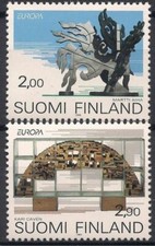 Finlandia 1993 Helsinki scultura arte moderna dio greco alato grotta roccia Europa