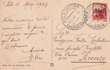 17744-AMG - V.G.,CARTOLINA POLA CASERMA BATTAGLIONE S.MARCO, 4 L. DEMOCRAT.,1947