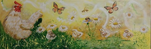 Gallina con pulcino - ,, quadro