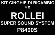 KIT CINGHIE DI RICAMBIO COMPLETO 4 x PROIETTORE ROLLEI SUPER SOUND SYSTEM P8400S