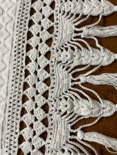 COPRILETTO MATRIMONIALE VINTAGE DI PIQUET PURO COTONE BIANCO CON BORDO UNCINETTO