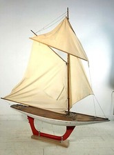 GRANDE MODELLO BARCA VELA LEGNO VINTAGE POND YACHT RIPRODUZIONE Bona Fide 1899