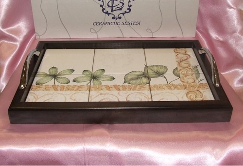 Ceramica toscana vassoio legno - ceramica,