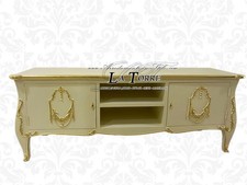 Mobile porta TV basso in stile barocco madia avorio e oro L 200cm k130