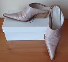 Sabot, sandali/scarpe estate donna. In vera pelle color tortora. Misura 36