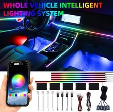 FIBRA OTTICA AUTO CAR AMBIENT LIGHT LUCI LED COMANDO APP 6 METRI INTERNI RGB 12V