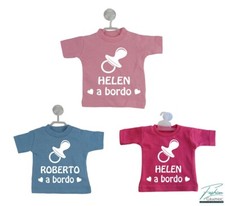 MINI T-SHIRT BIMBO BIMBA A BORDO AUTO CIUCCIO PERSONALIZZATA CON NOME IN OFFERTA