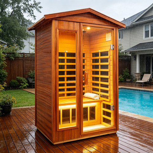Mahogany outdoor sauna - mahogany,