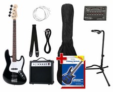 Basso Elettrico Tracolla Cavo Amplificatore Custodia Supporto Accordatore Nero