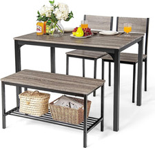 Set Tavolo E Sedie Da Cucina Con Tavolo Da P Ranzo, Panca E 2 Sedie, 4 Posti, in