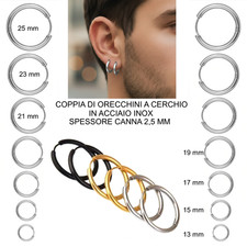 Orecchini a cerchio da uomo in acciaio inox cerchietti piccoli e grandi per lobo