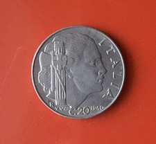 20 LIRE 1940 ERRORE - EVIDENTE MEZZALUNA SOTTO AL COLLO AL ROVESCIO [L899]