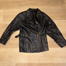 Giacca stile moto pelle nera vintage uomo piccola-media made in Korea