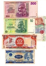 LOTTO 5 BANCONOTE ZIMBABWE 500