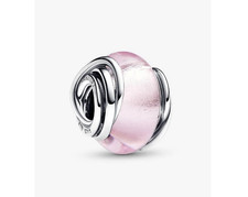 Pandora 793241c00 Charm Vetro di Murano Rosa e Cerchi